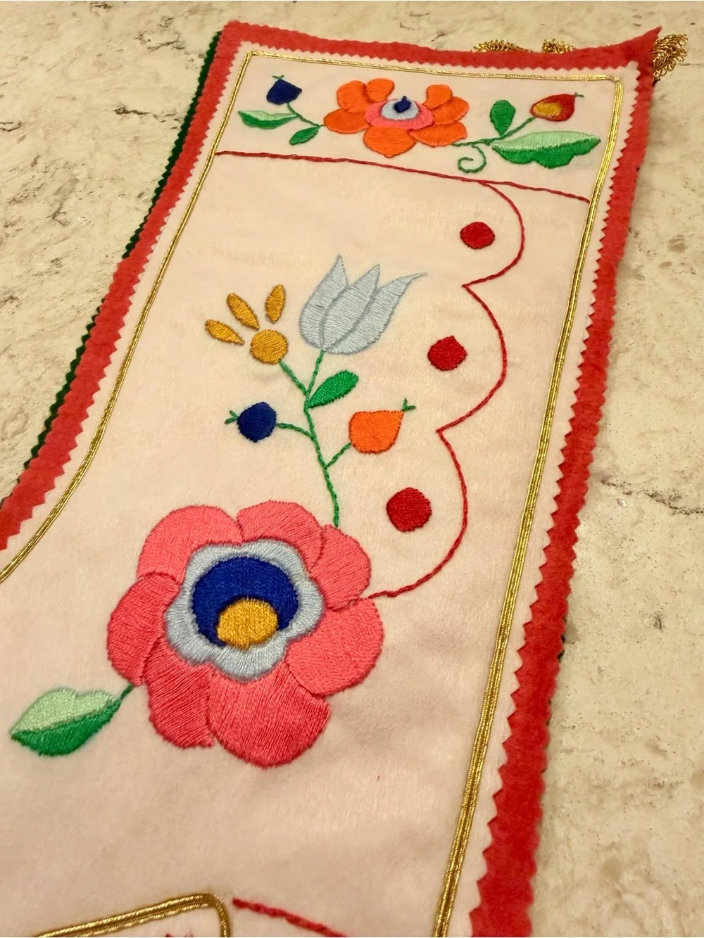 New Handmade Embroidered Folk-Art Christmas Stockings – Set of 4